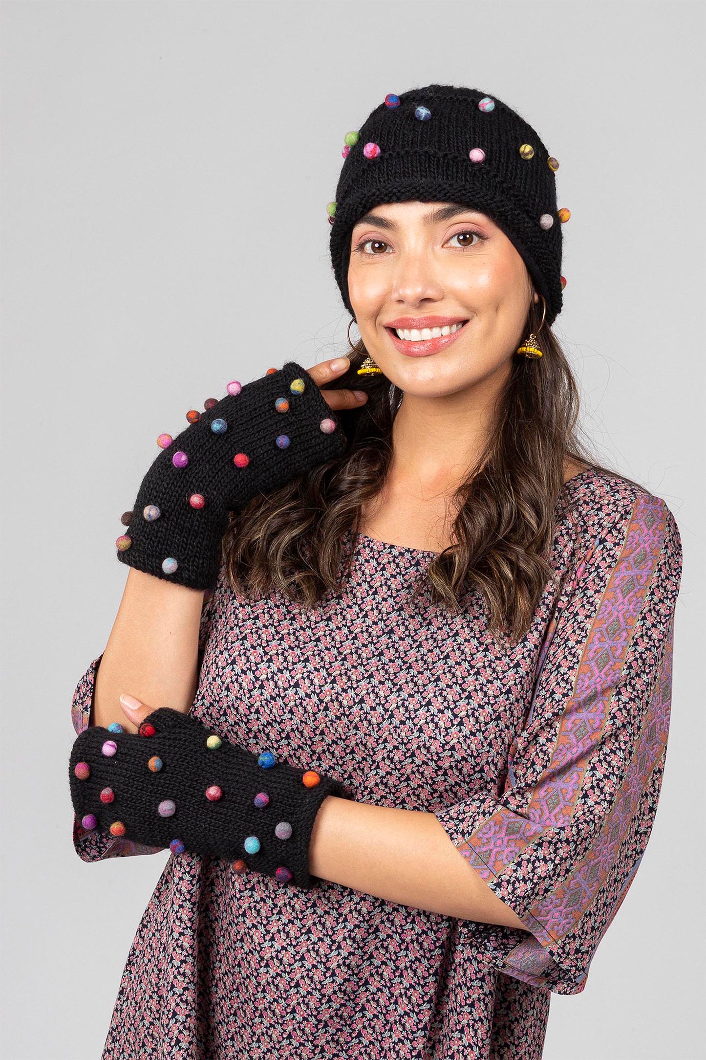 Sugar Dot Beanie Set.