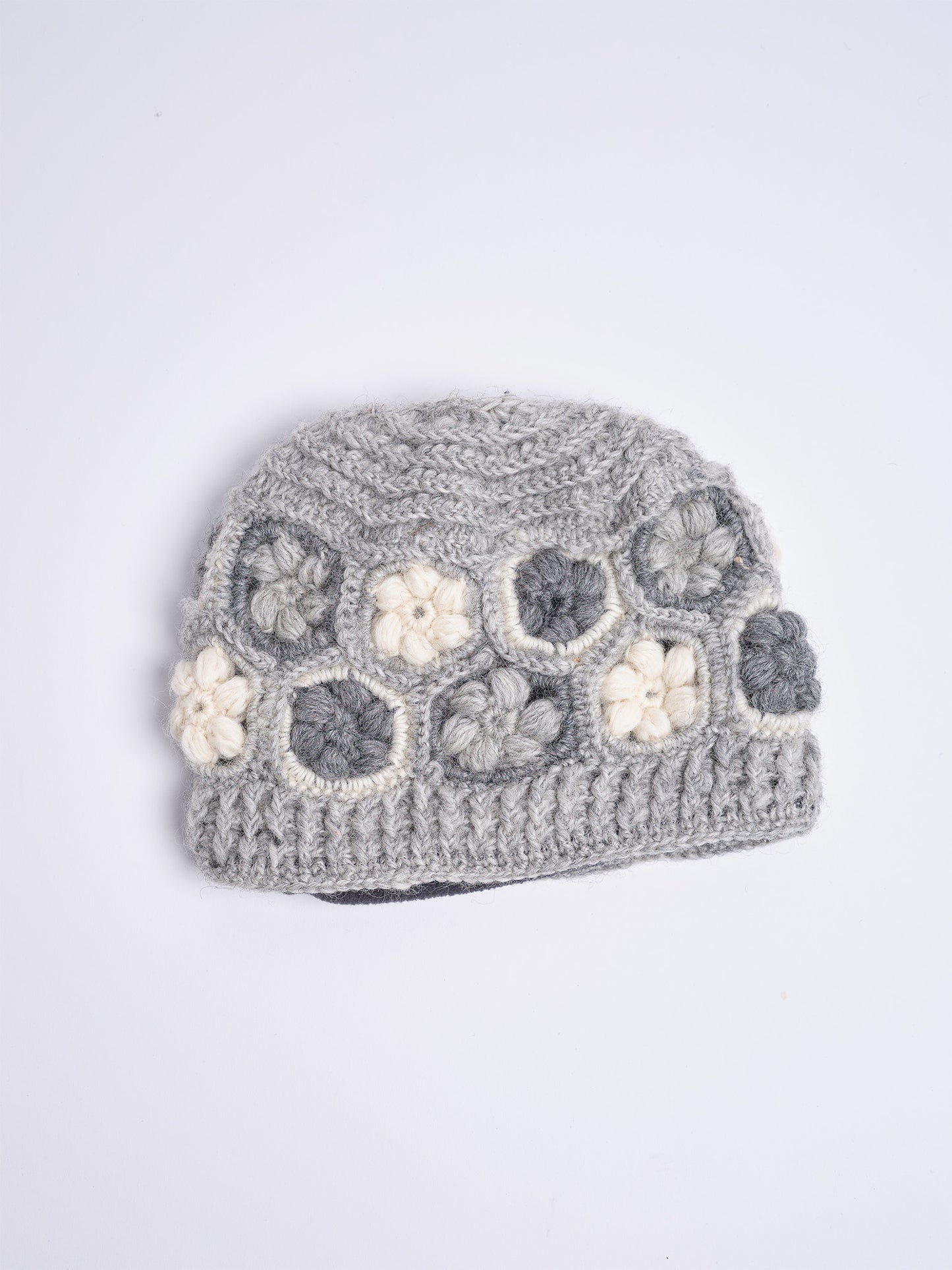 Floral Crochet Wool Beanie.