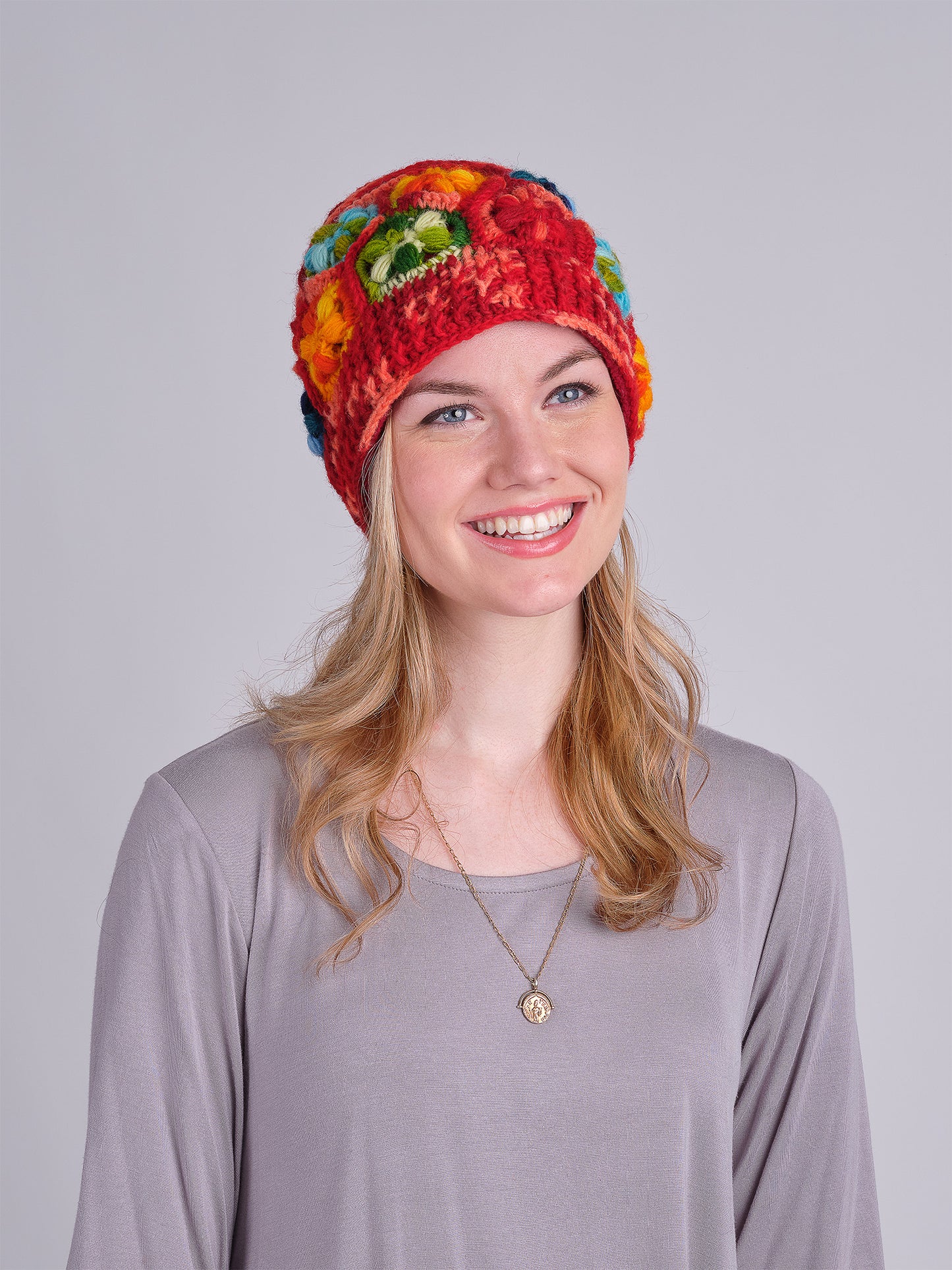 Floral Crochet Wool Beanie.