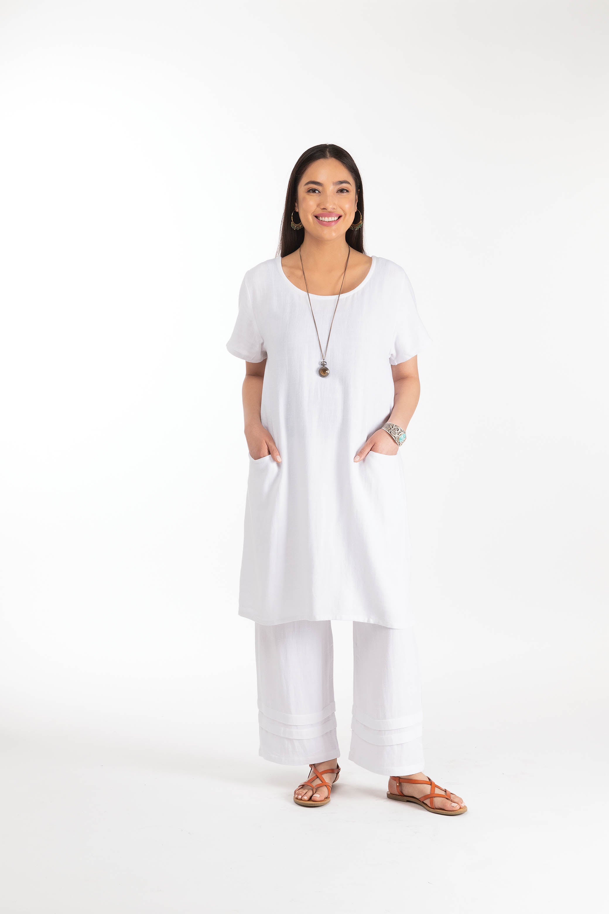Cotton Shift Dress S/M / White Cotton Shift Dress S/M / White