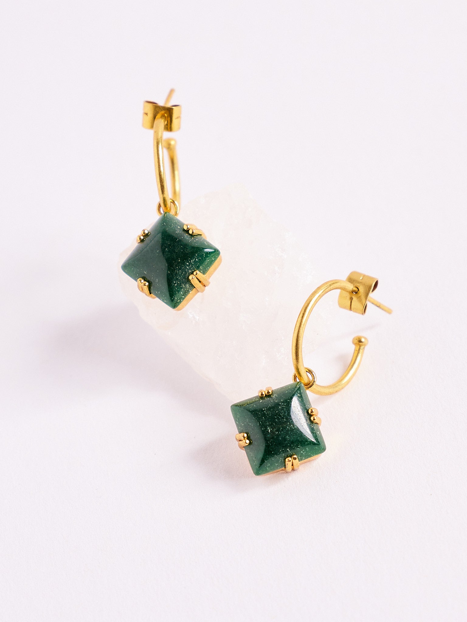 Jade Stone Panchadhatu Earrings