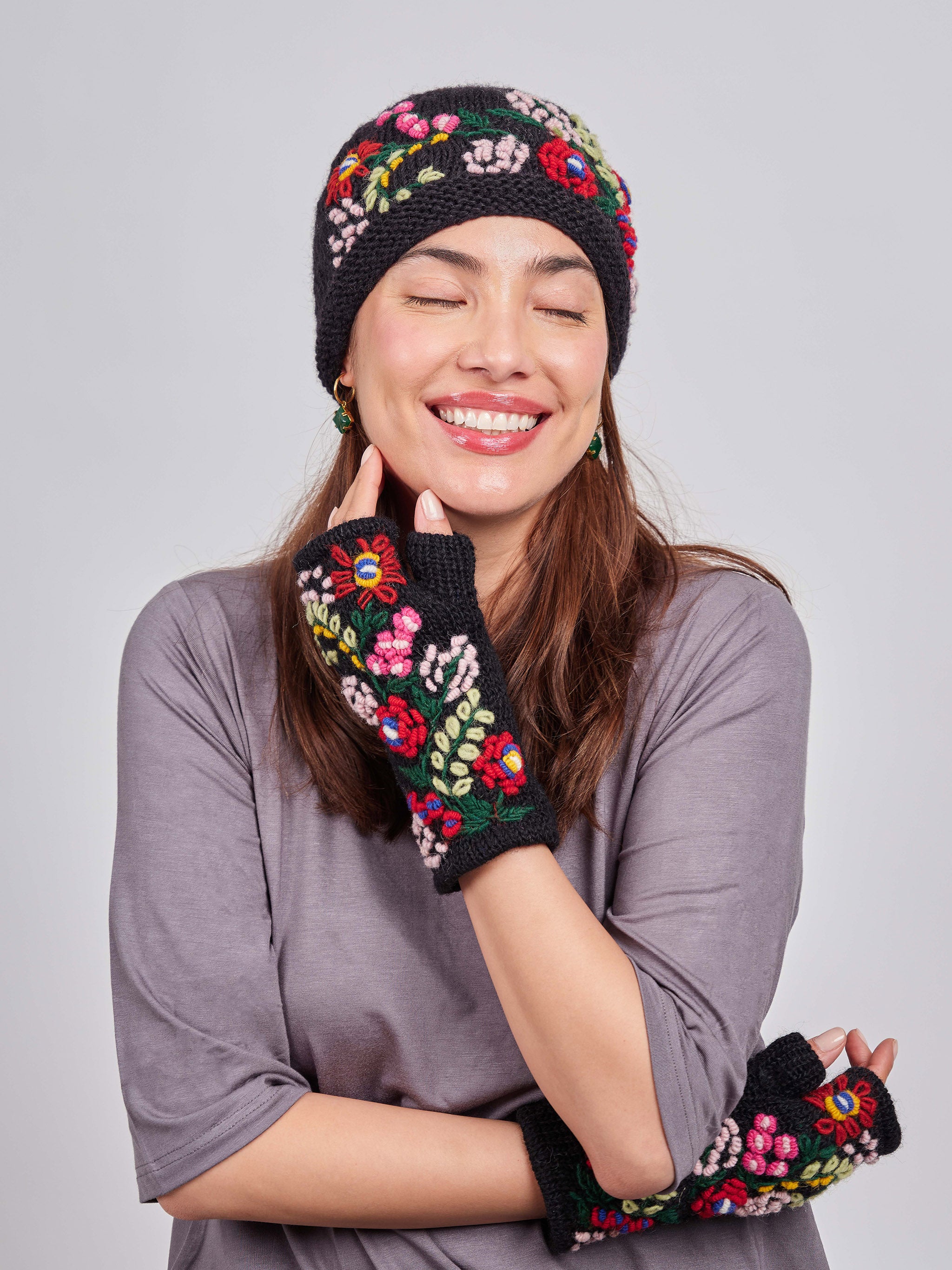Floral Embroidered Beanie.