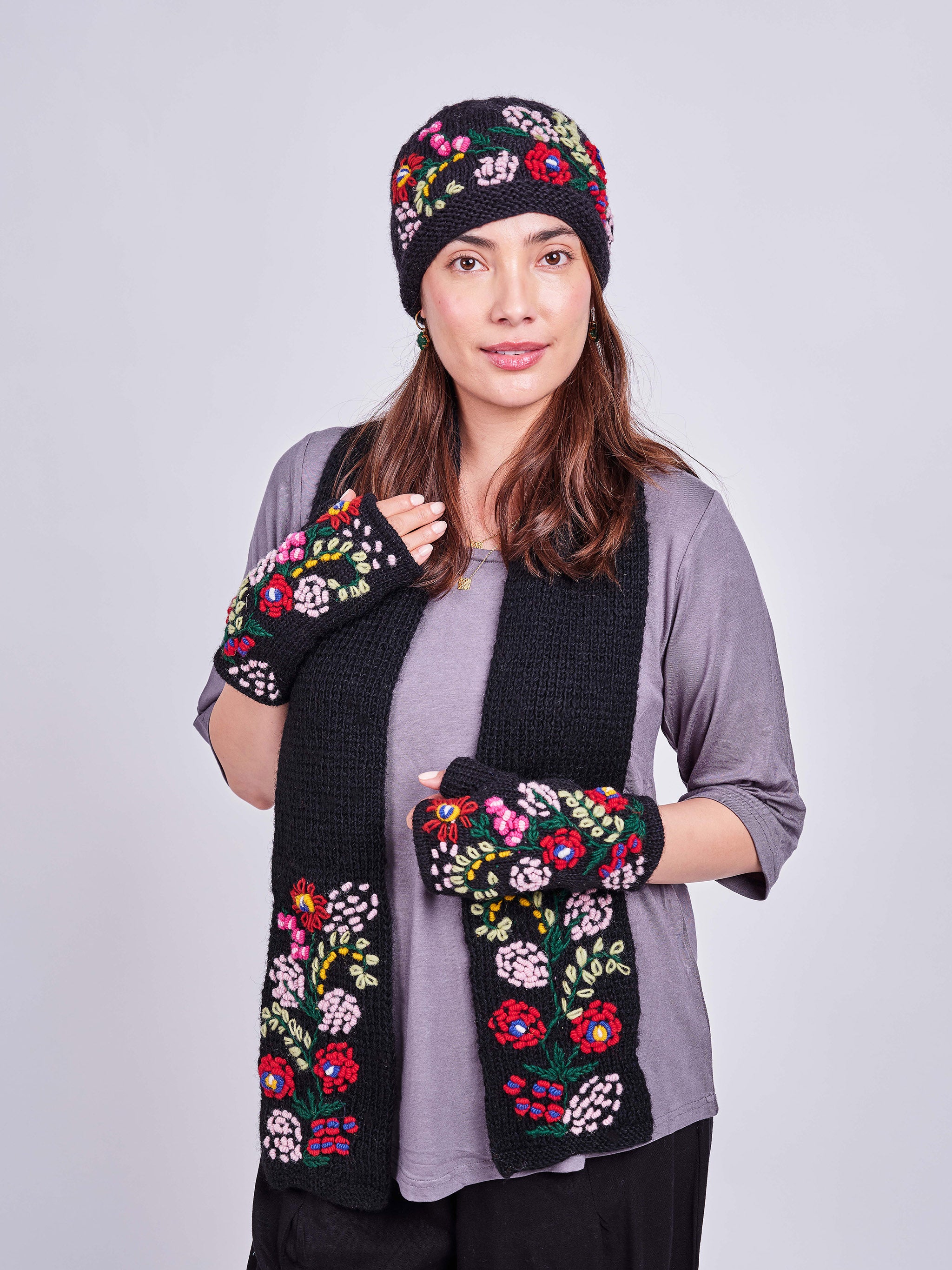 Floral Embroidered Beanie.