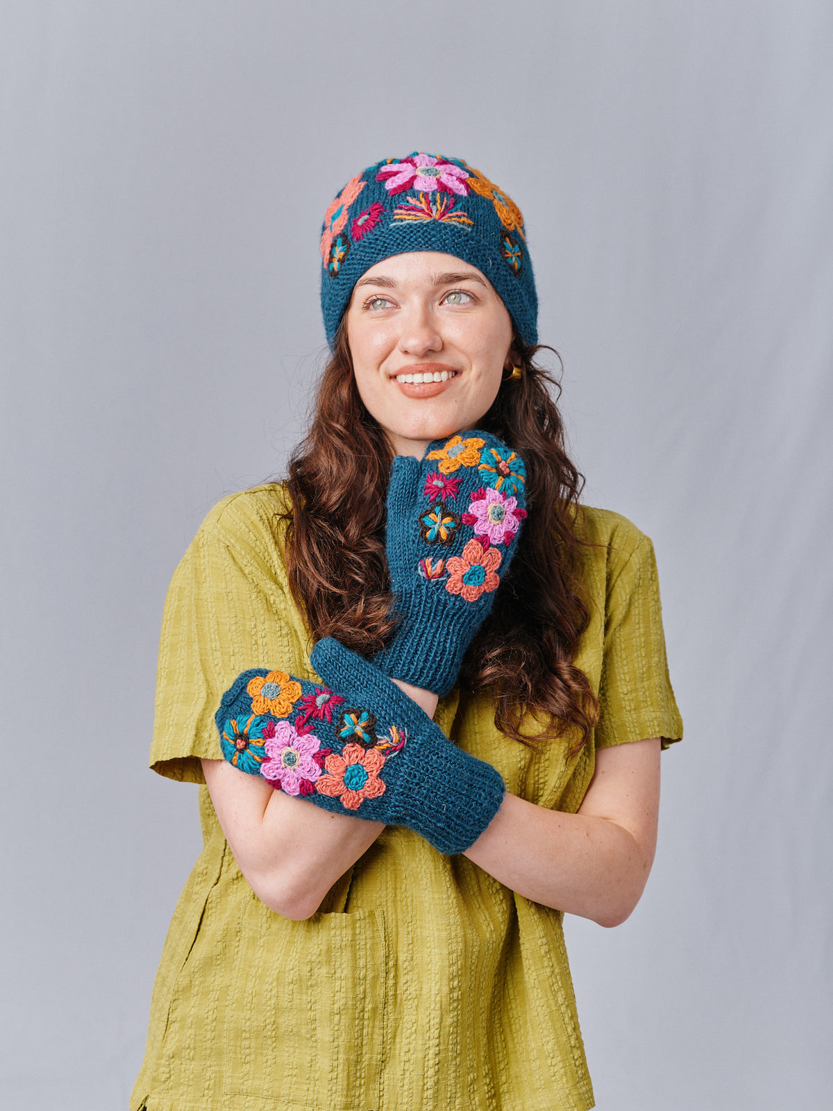 Blue Floral Beanie Collection.