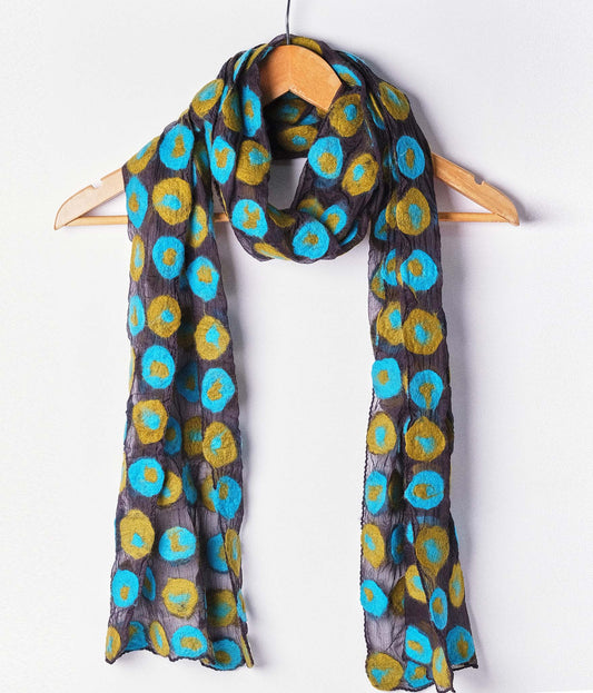 Mayu'r wool on Silk Scarf