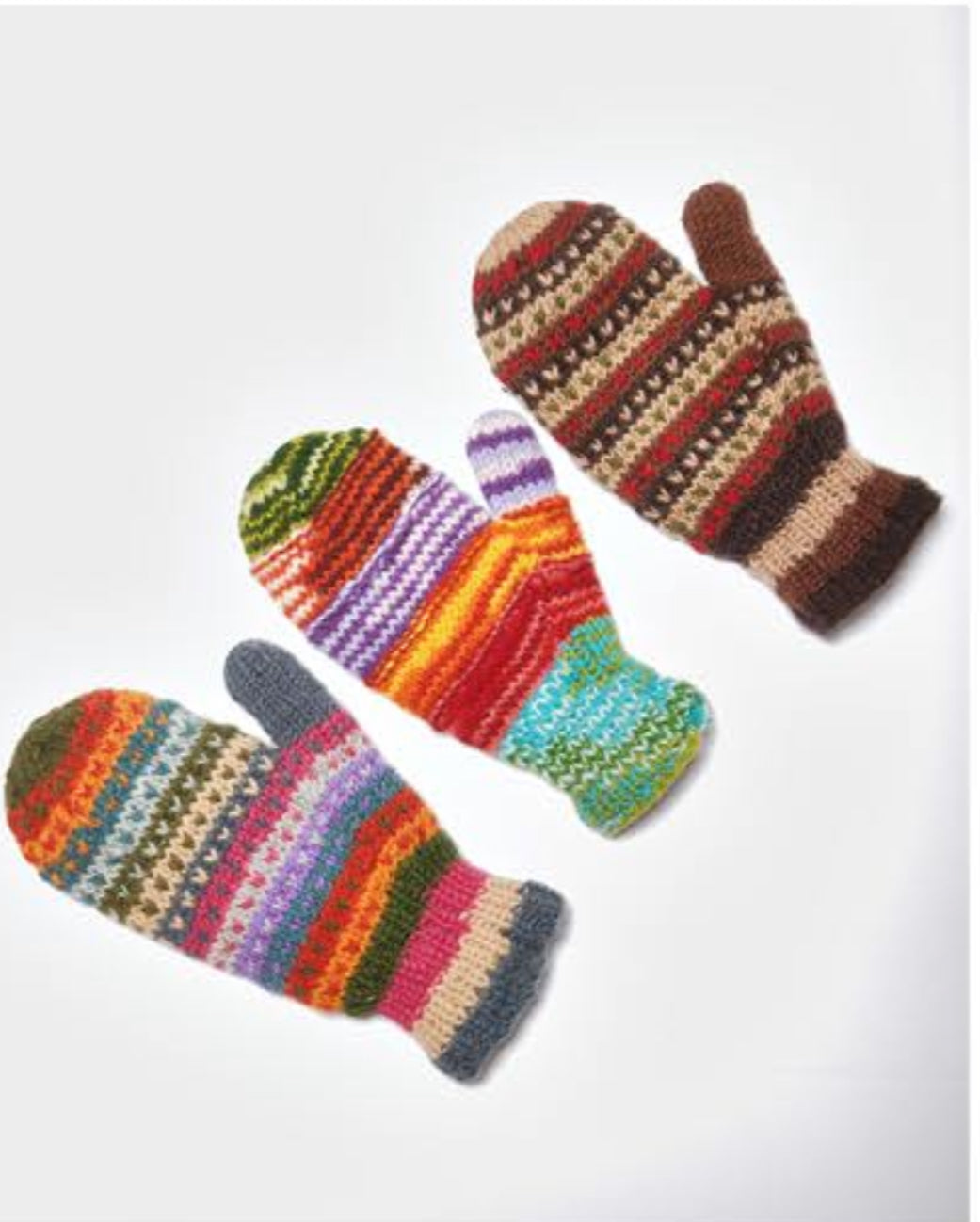 Multi color Wool mitten.