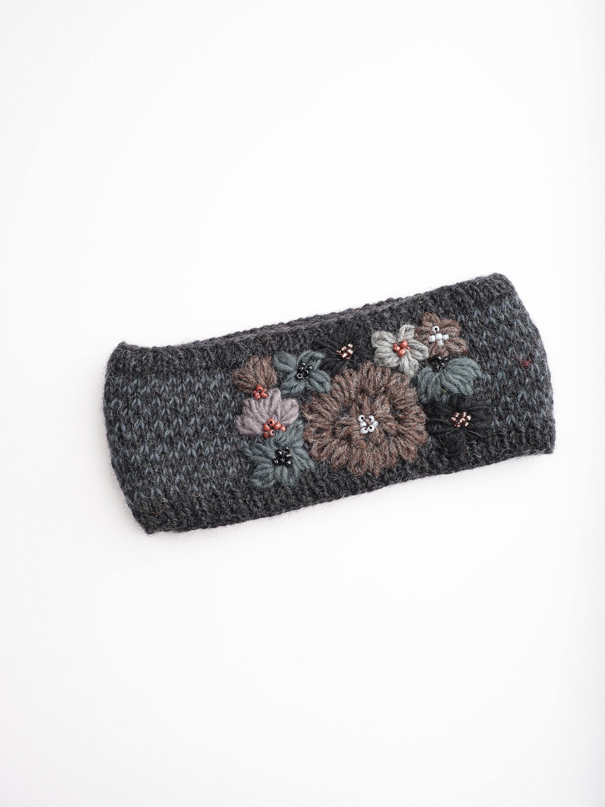 Embroidery Wool Beaded Floral Beanie.