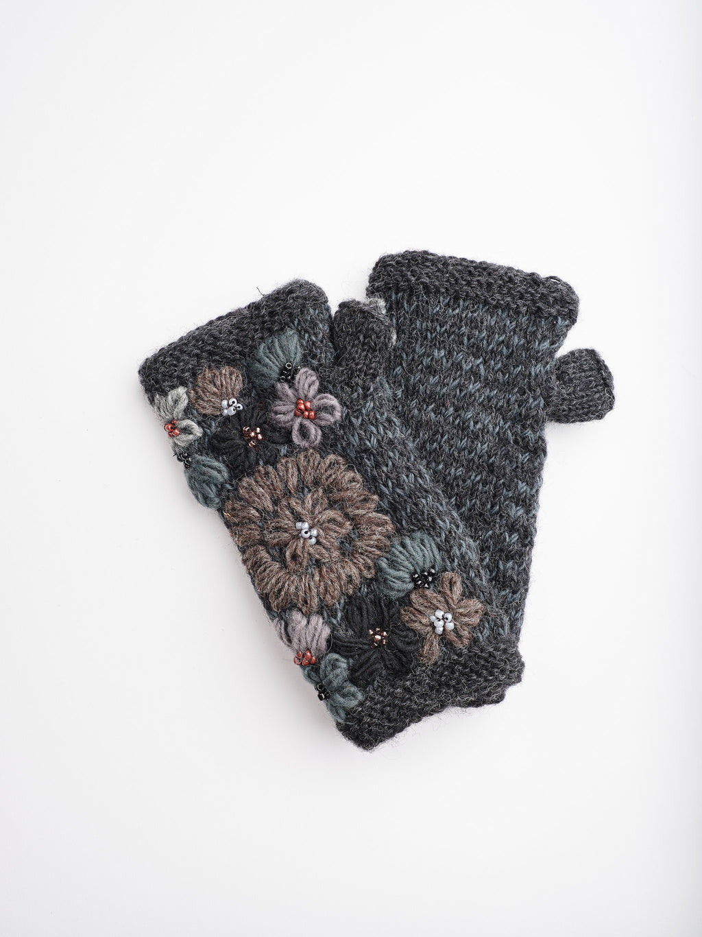 Embroidery Wool Beaded Floral Beanie.