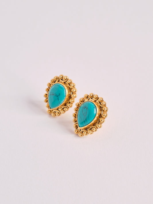 Teardrop Turquoise Stud Earrings