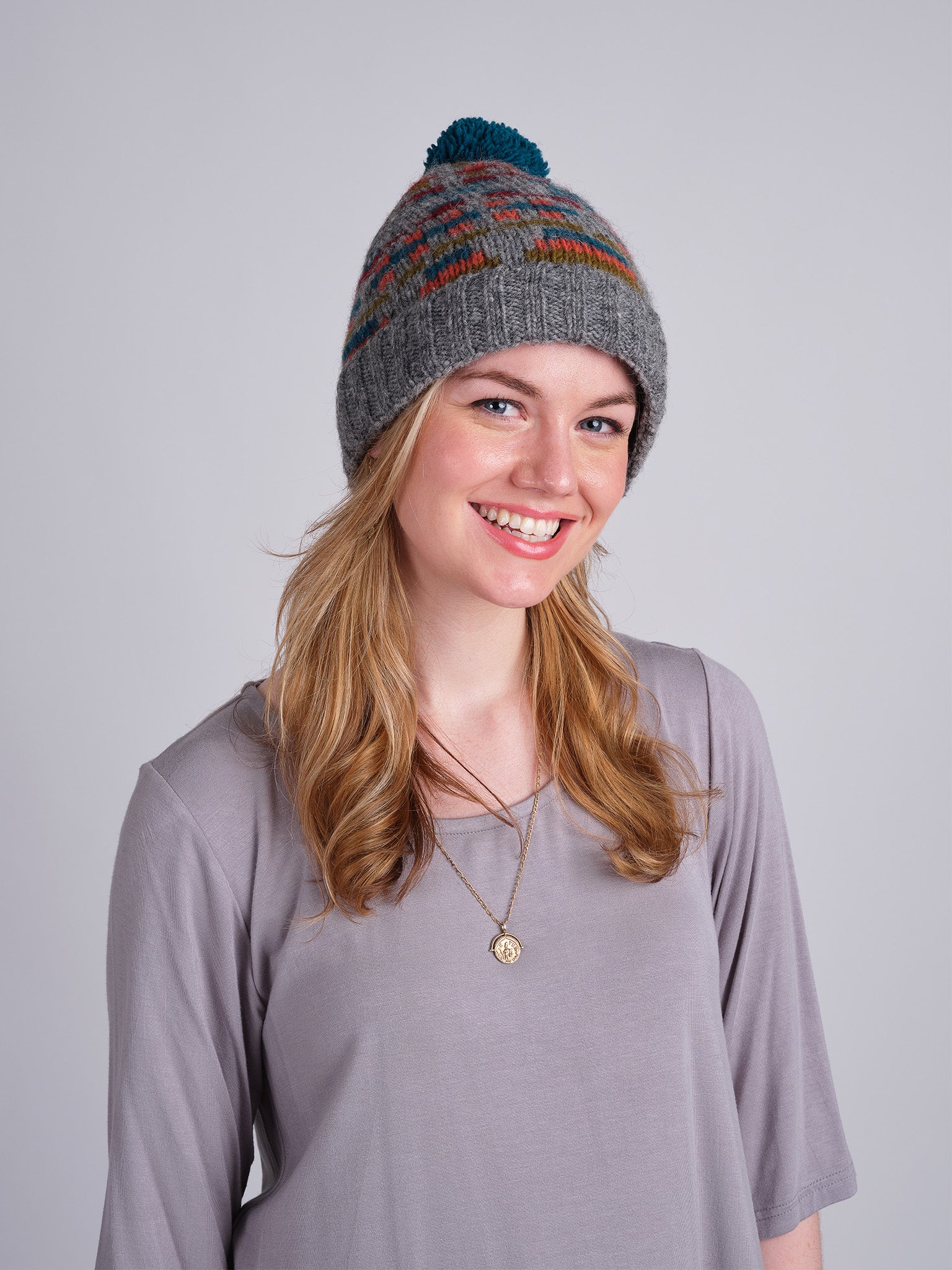 Multi-Color Pom Pom Beanie.