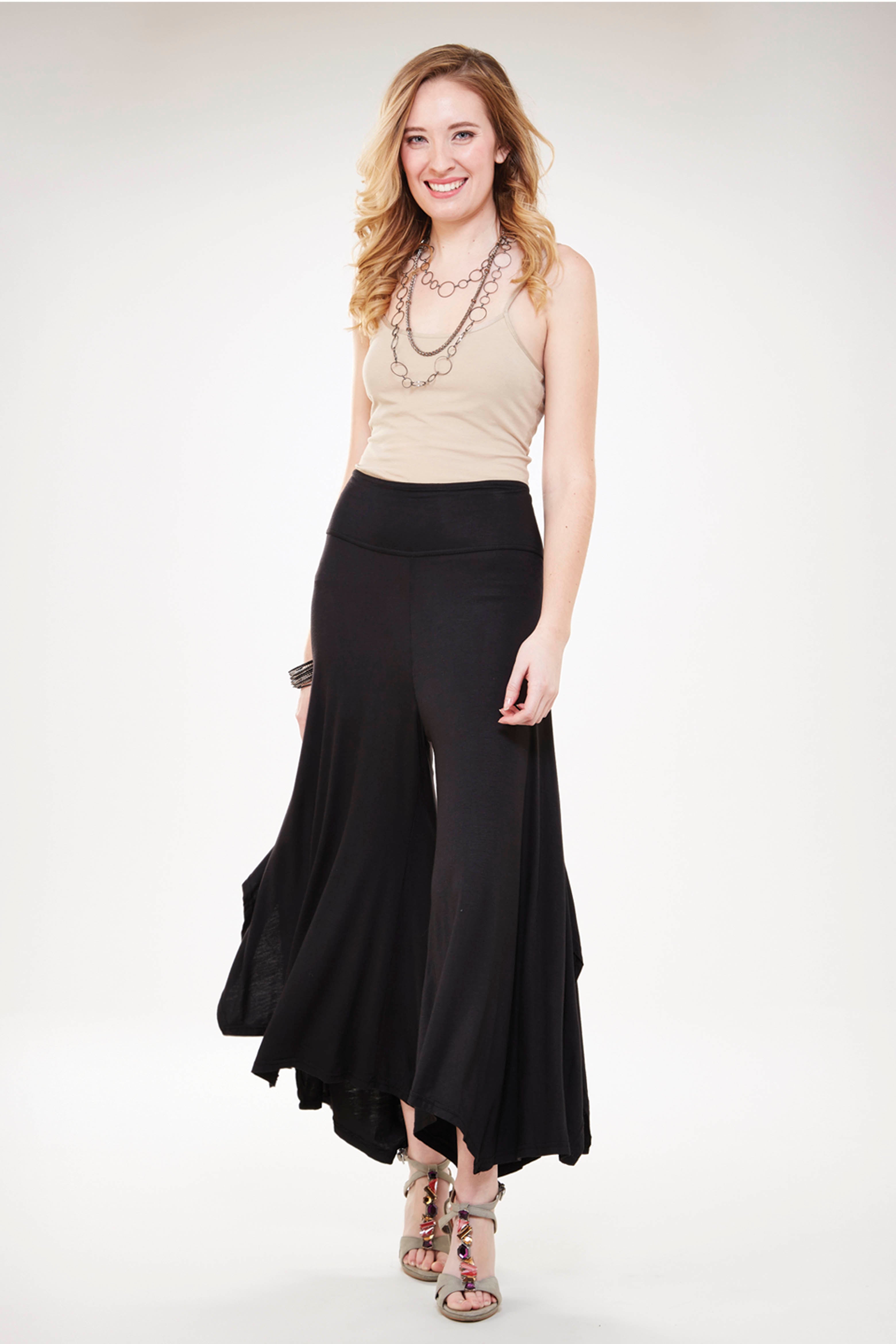 Skirted Wide-Leg Pants