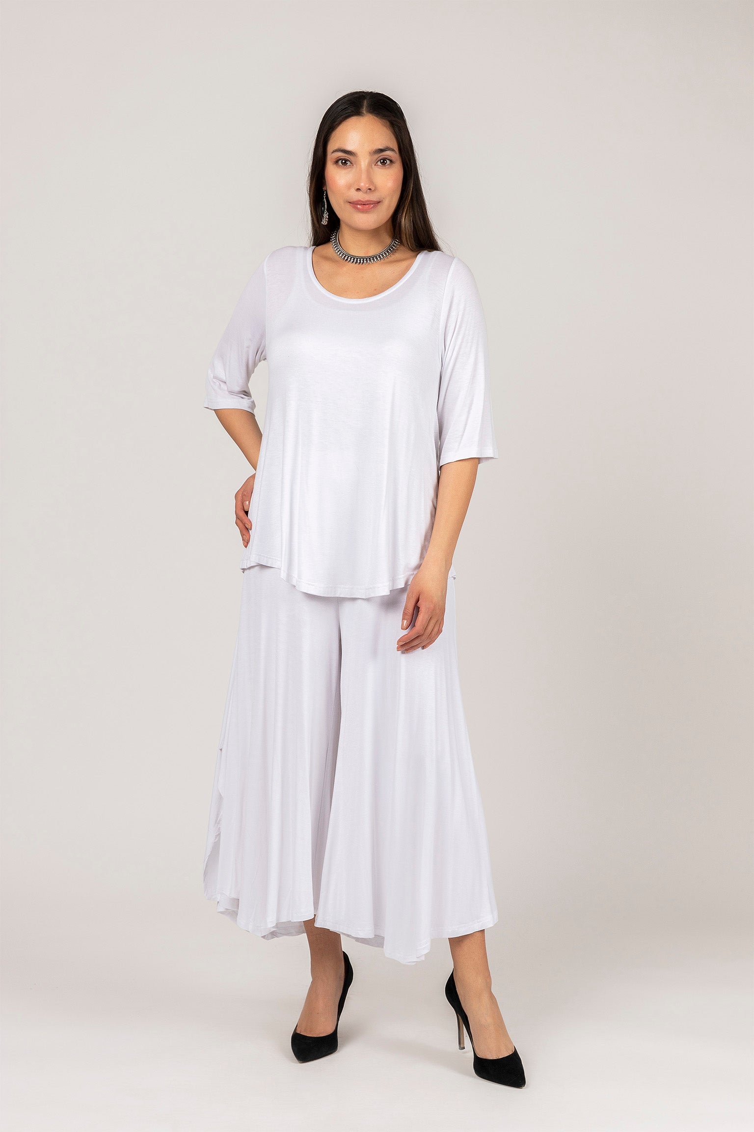 Skirted Wide-Leg Pants