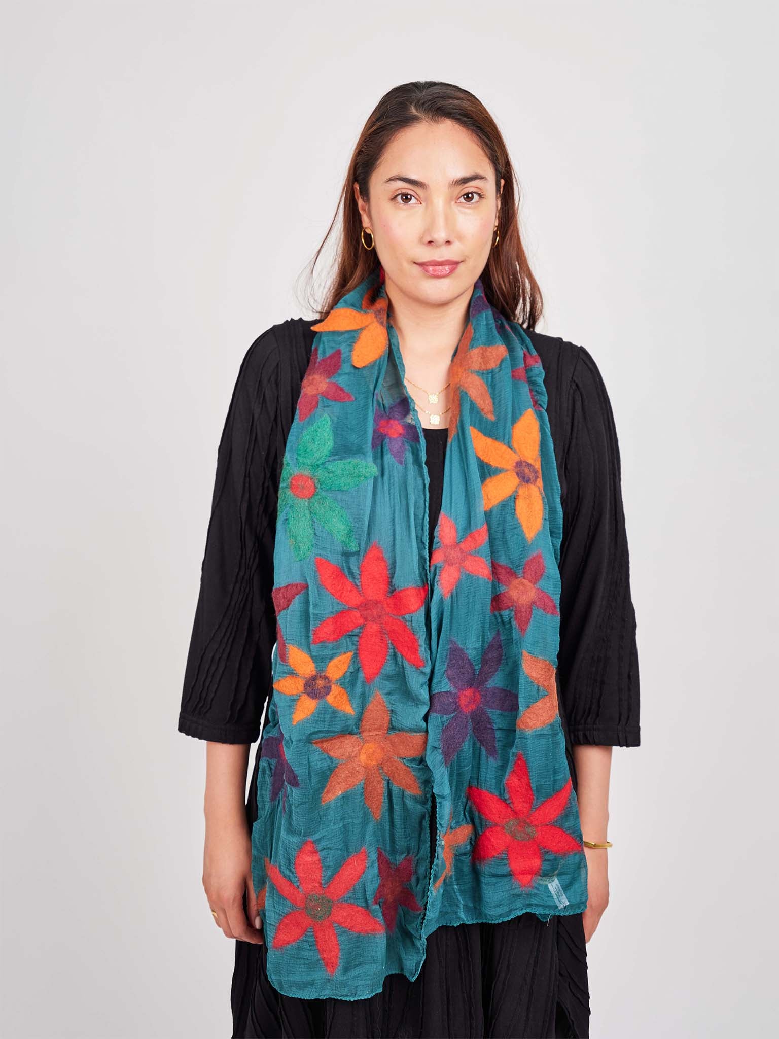 Floral Wool Felt Scarf