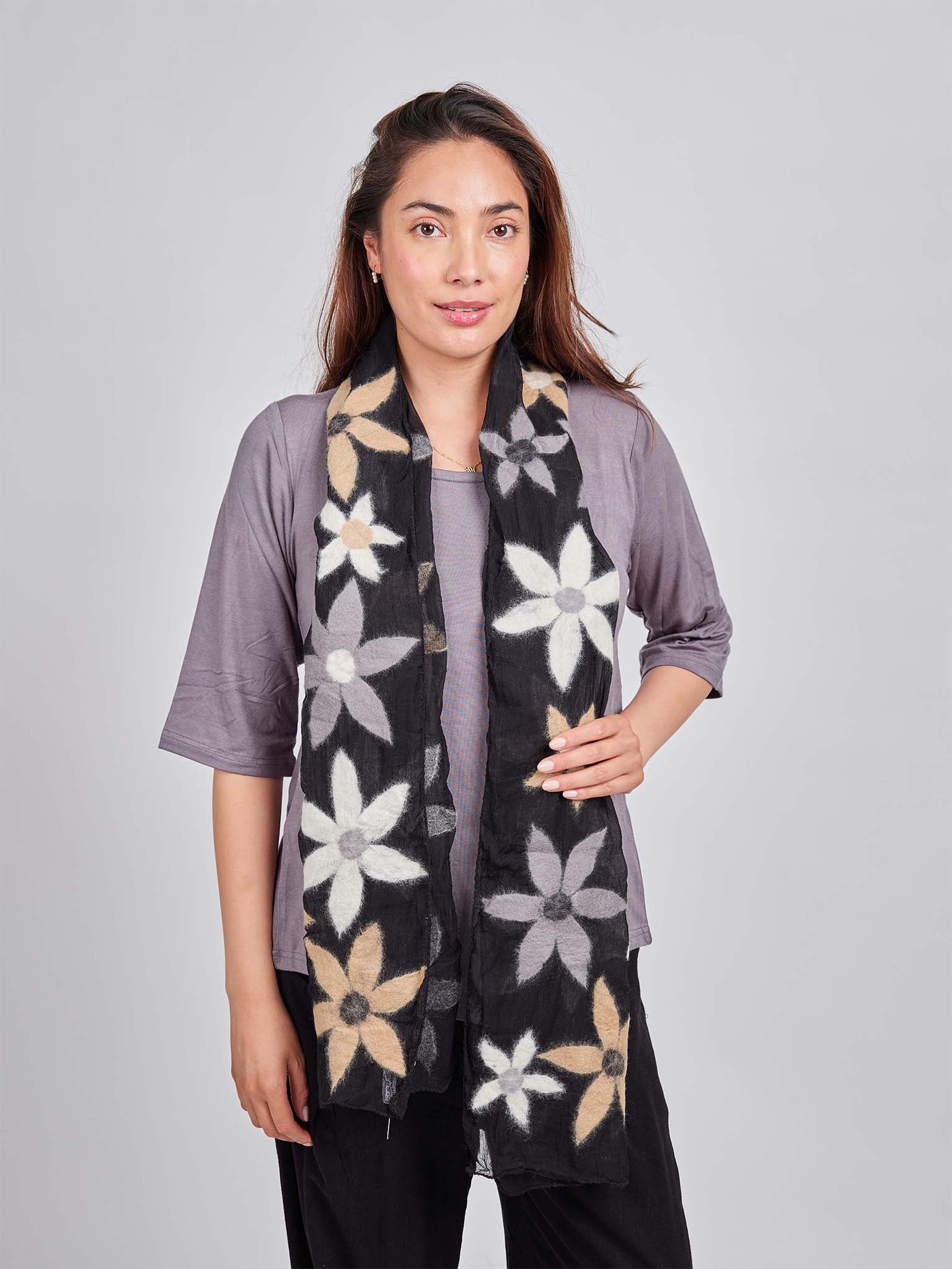 Floral Wool Felt Scarf