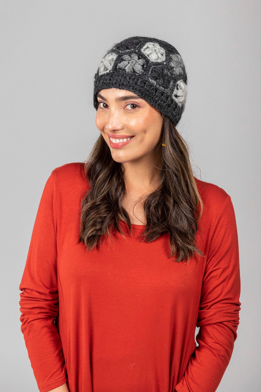 Floral Crochet Wool Beanie.