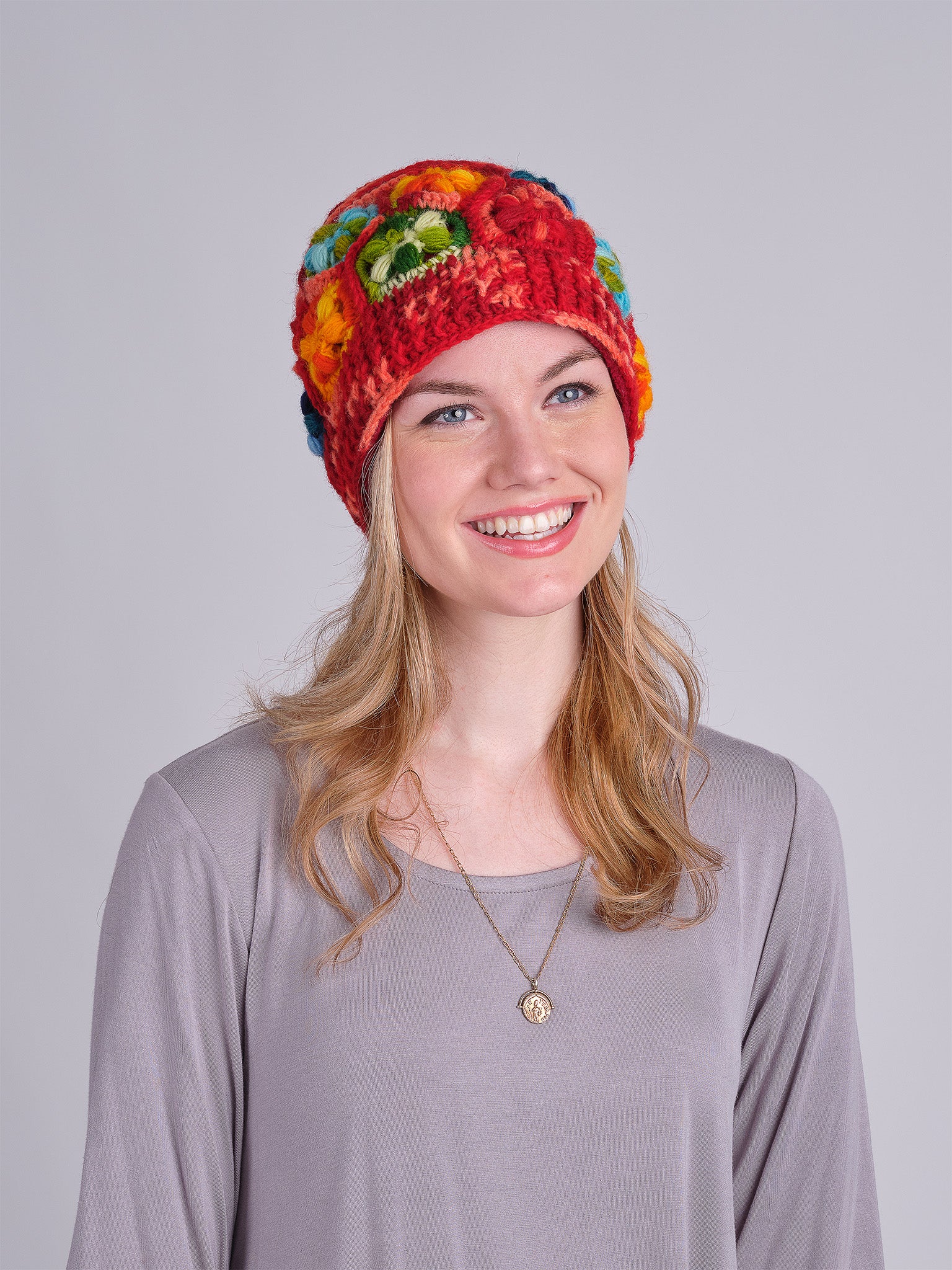 Floral Crochet Wool Beanie.