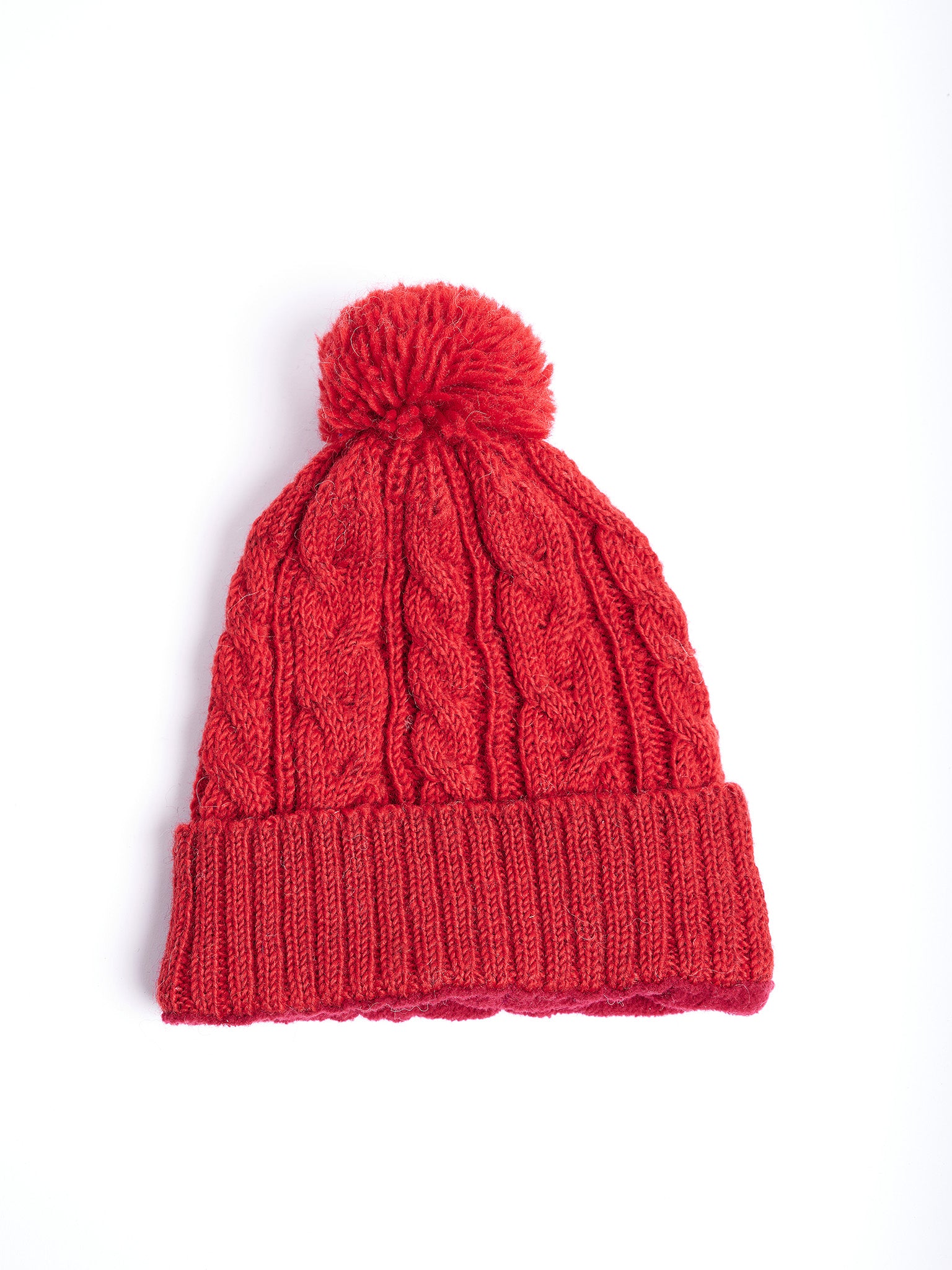 Cable Knit Pom Pom Beanie.