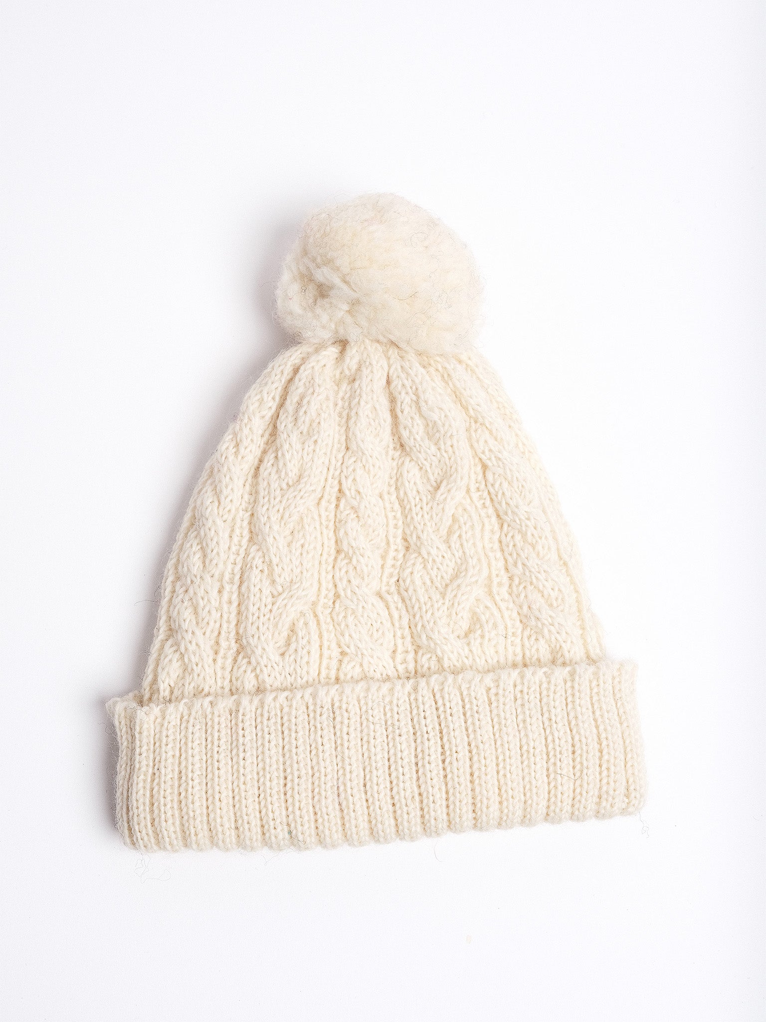 Cable Knit Pom Pom Beanie.