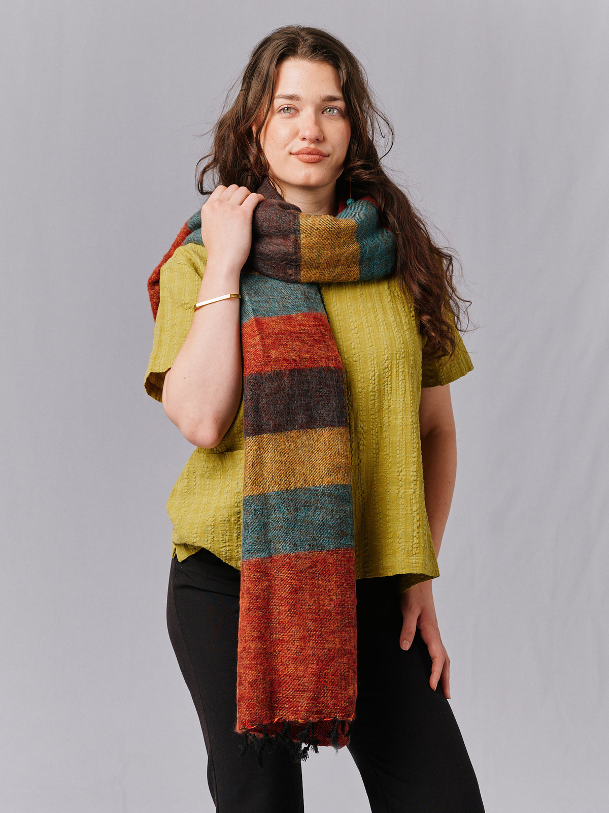 Hand loomed Wool Blend Shawl/ Scarf