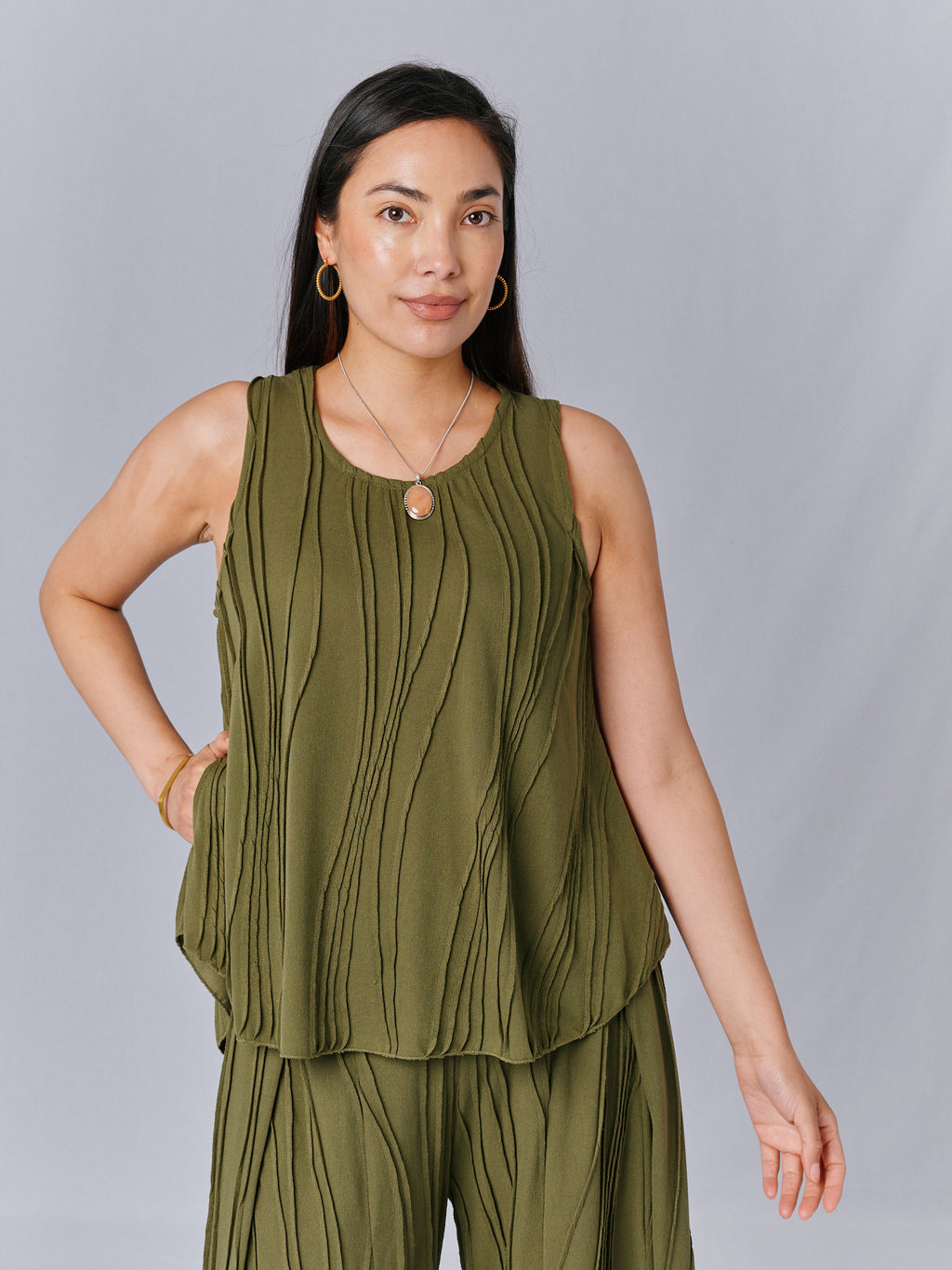 Stitch Cotton Tank Top