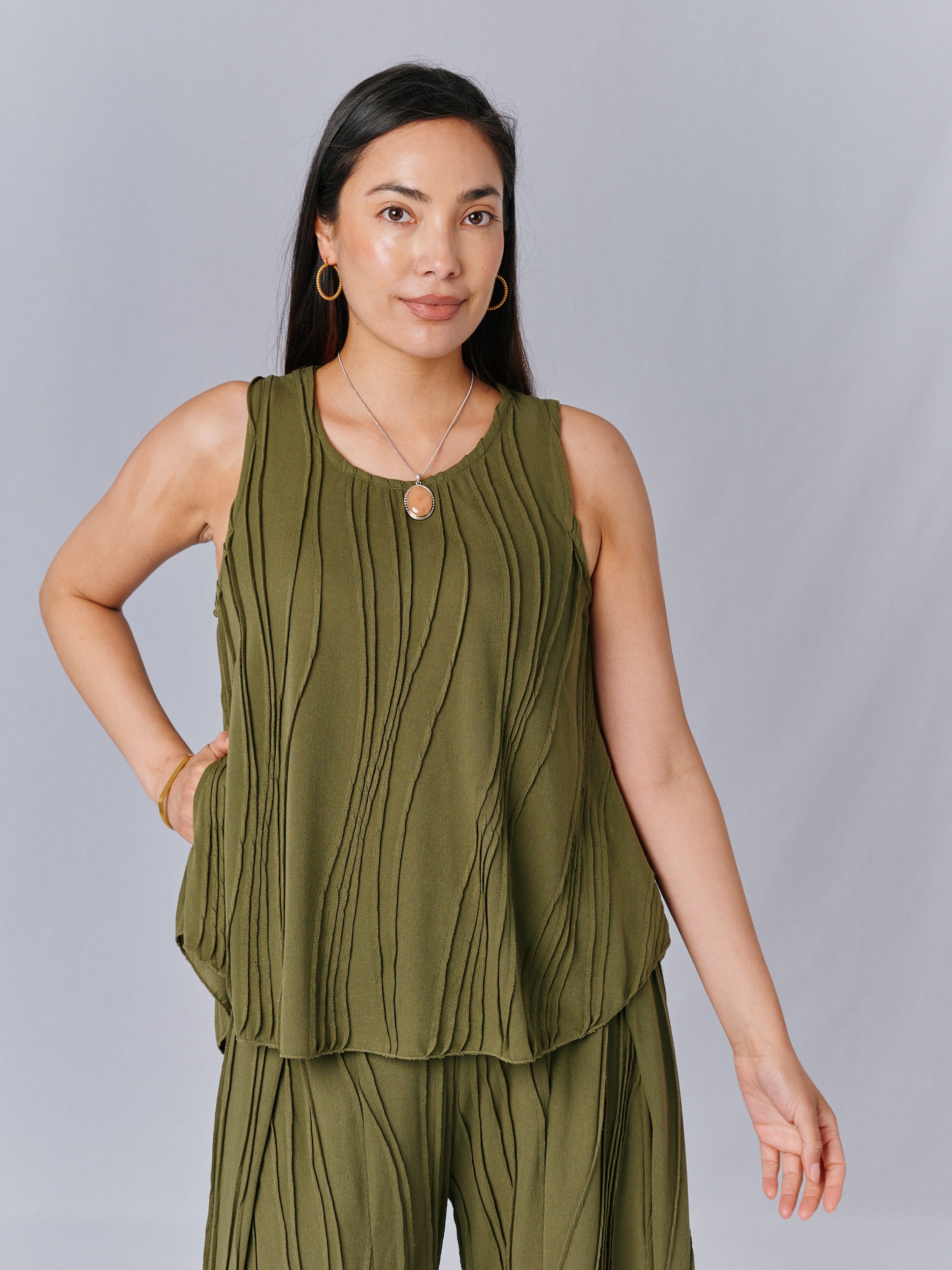 Stitch Cotton Tank Top