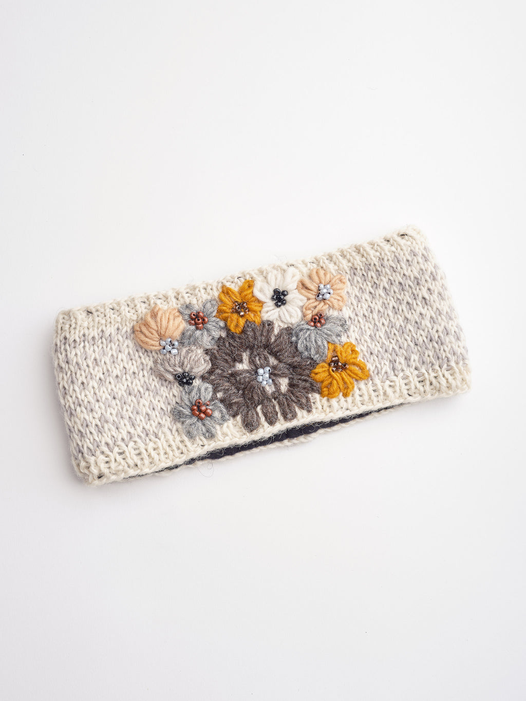 Embroidery Wool Beaded Floral Beanie.