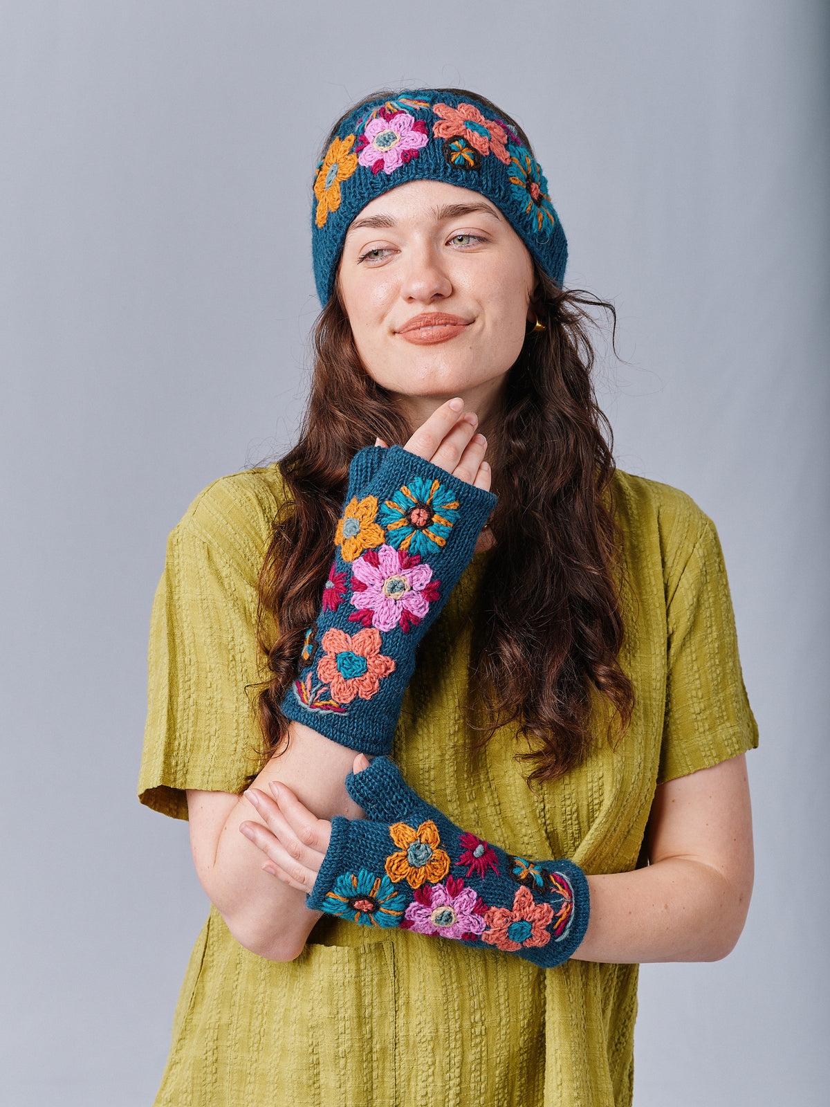 Blue Floral Beanie Collection.