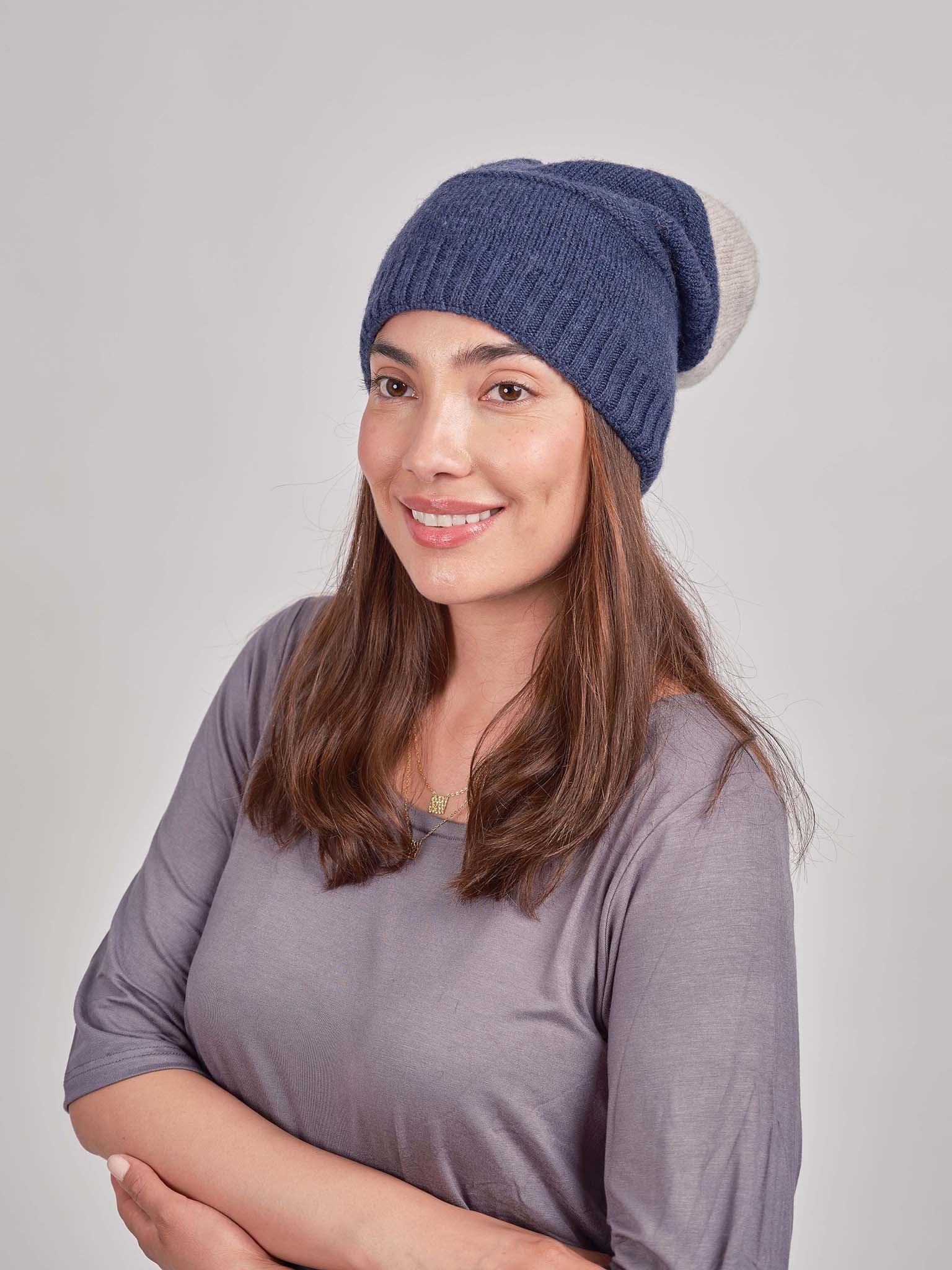 Two Tone Knit Slouch Beanie