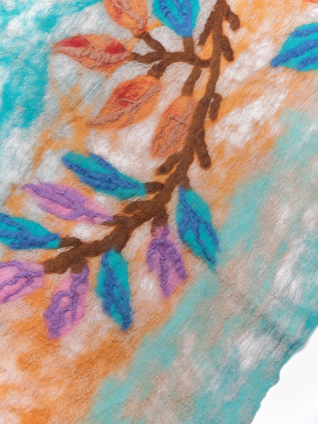 Petal felted wool on silk Scarf. SK 27