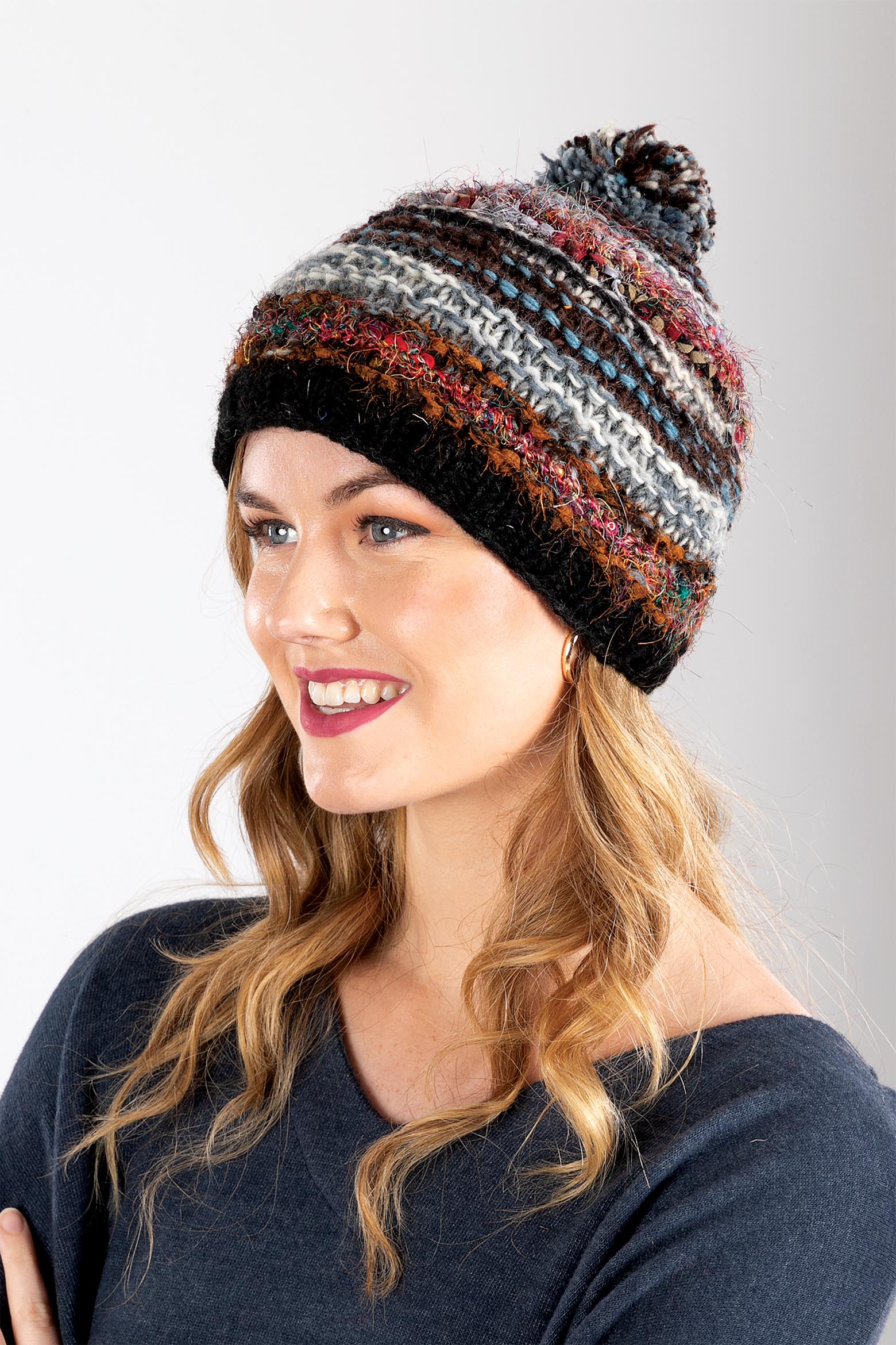 Pom Pom Wool/Silk Beanie. – Himalayan Artwear