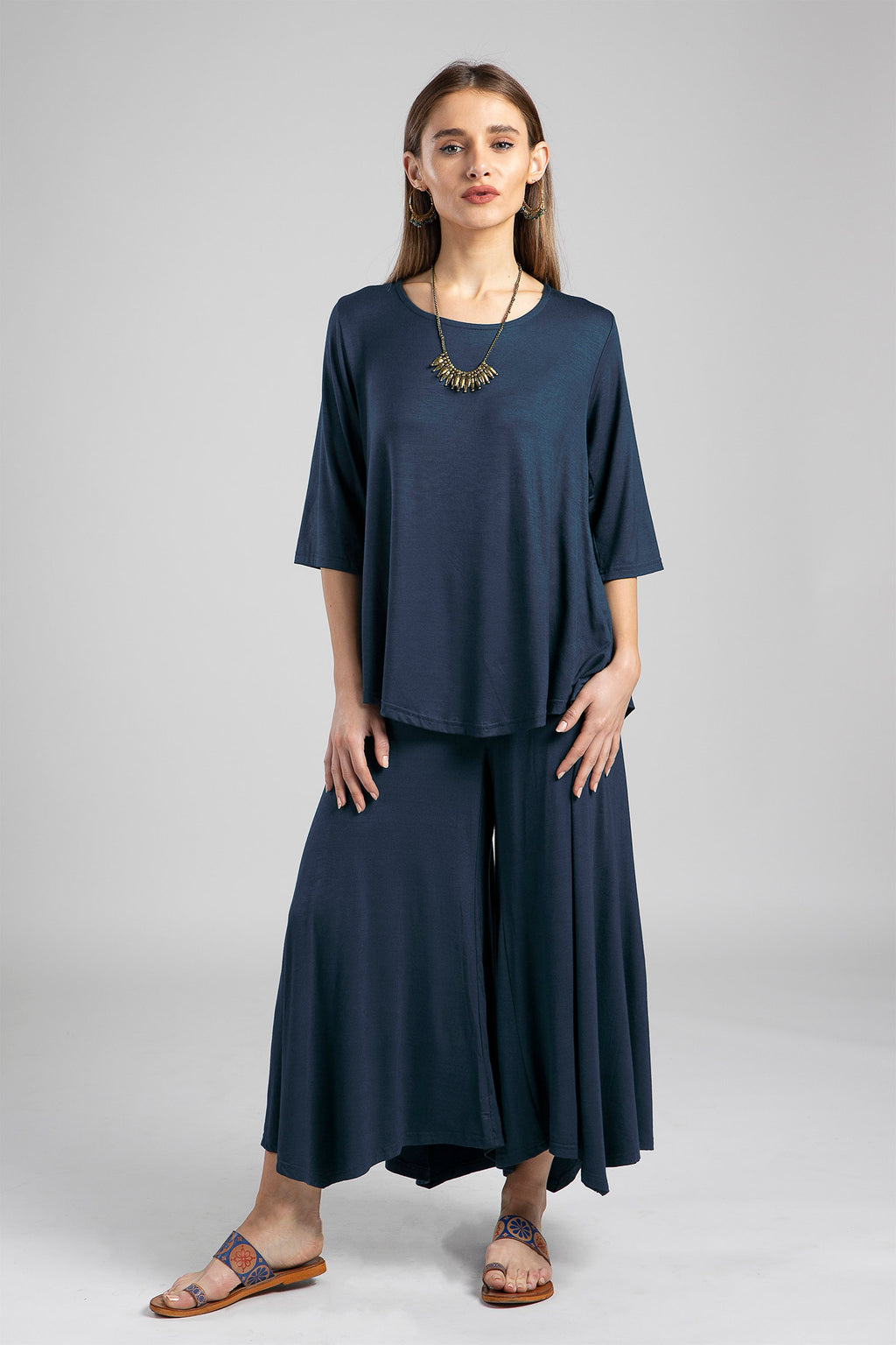 Skirted Wide-Leg Pants
