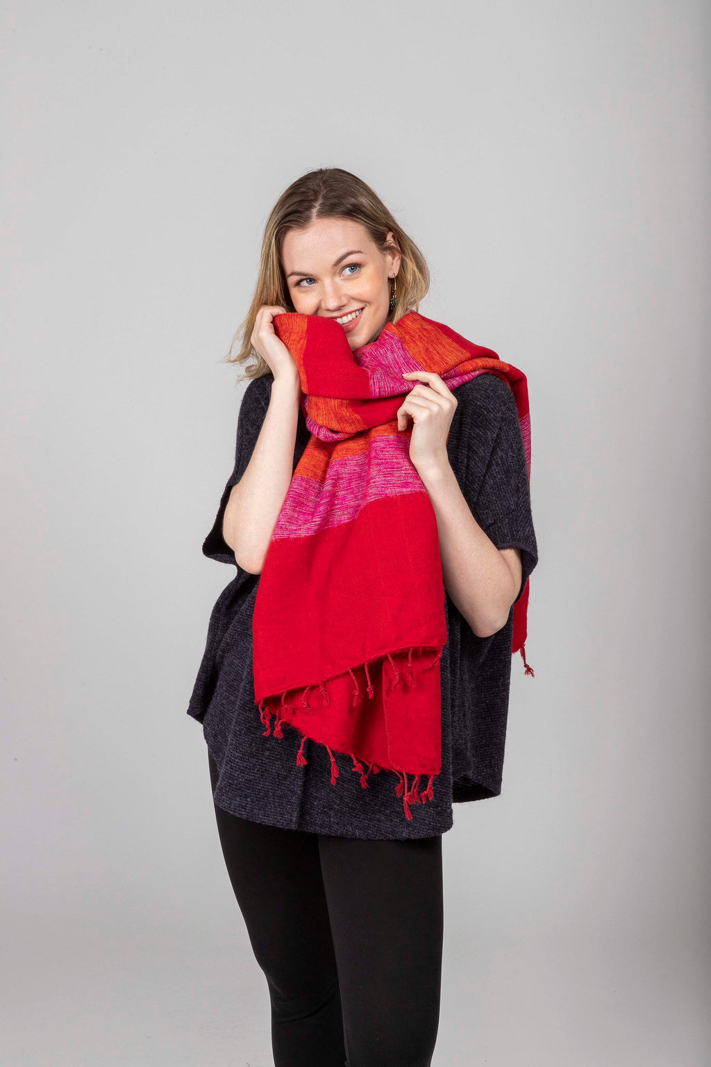 Hand loomed Wool Blend Shawl/ Scarf