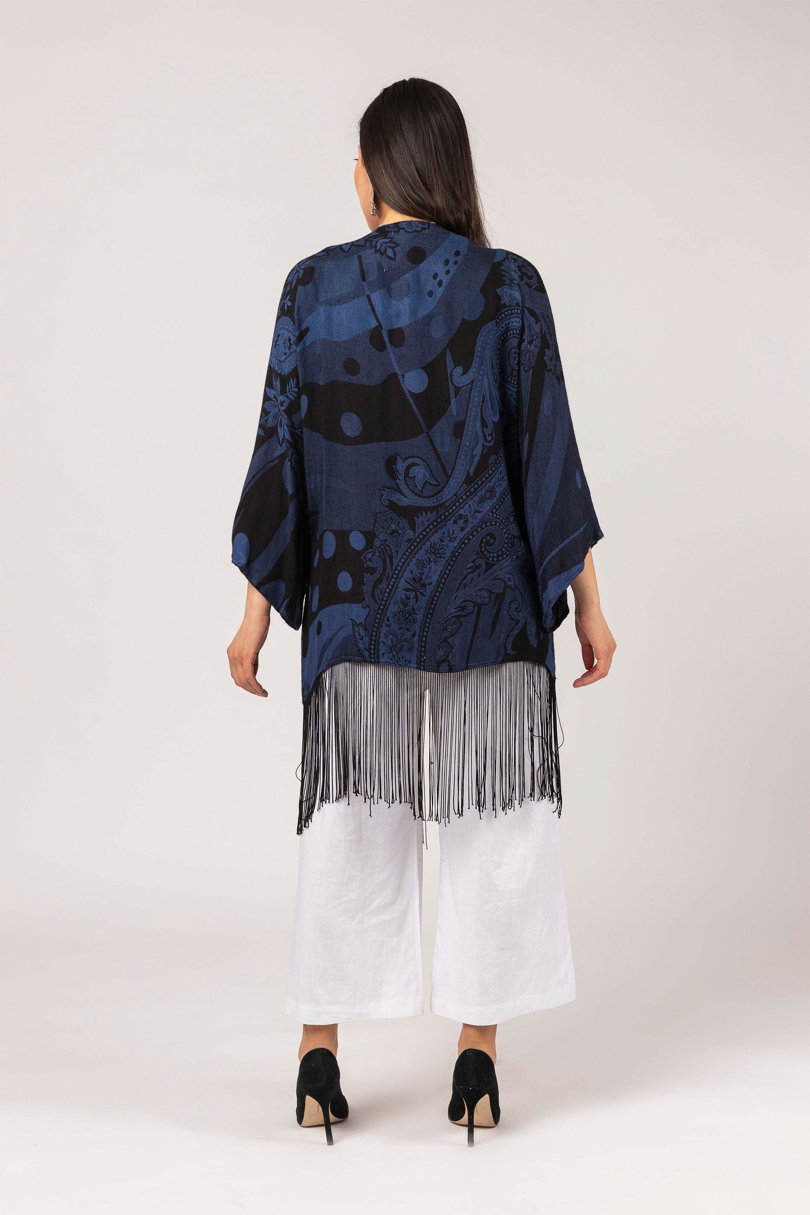 Violet Fringes & Embroidered Cover-Up