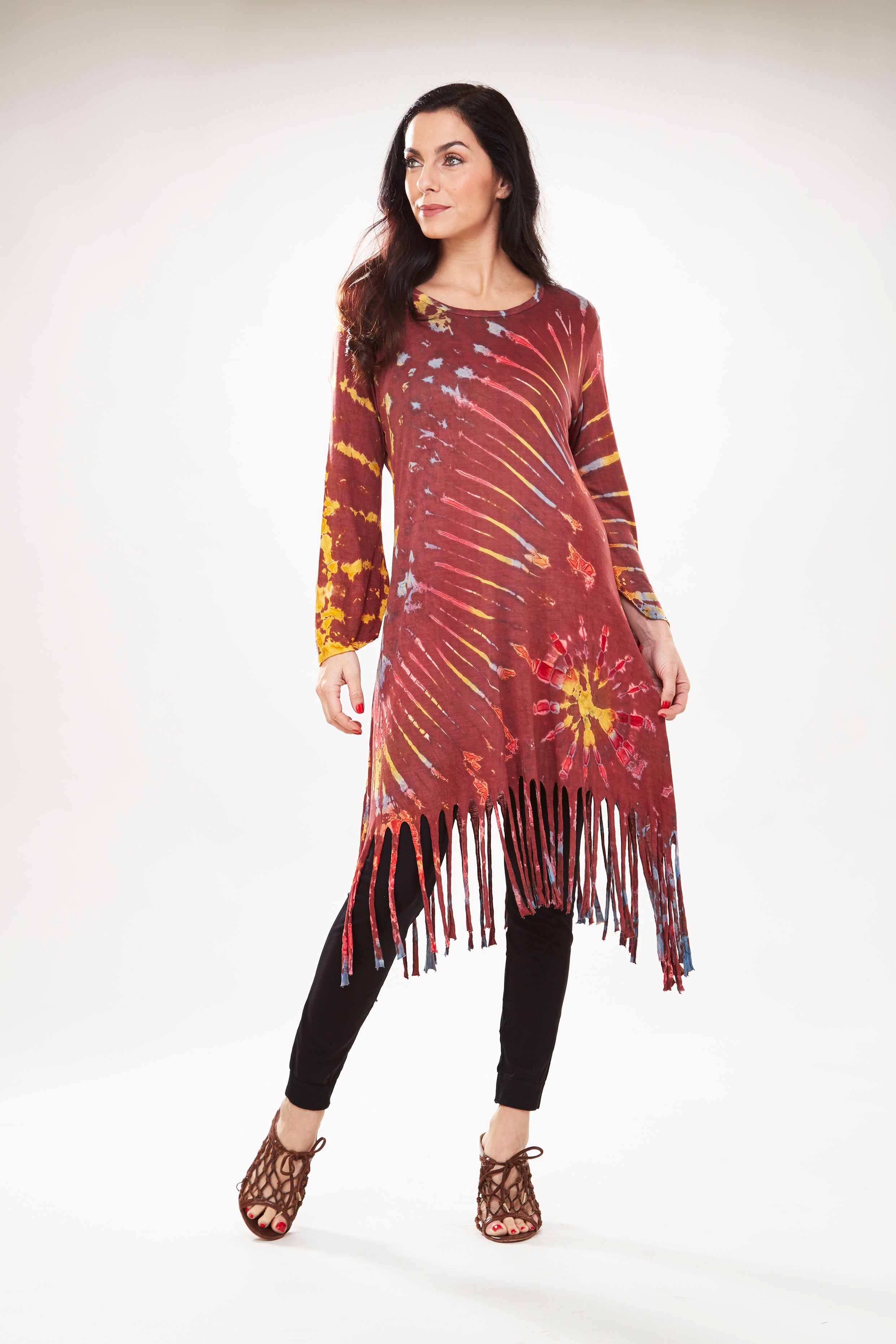 Tie dye fringe dress sale